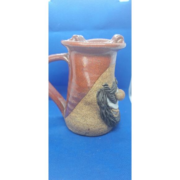 Original Hand Thrown Mark Hines Creations Face Mug/Mustache Cup- Excellent! - Picture 4 of 9
